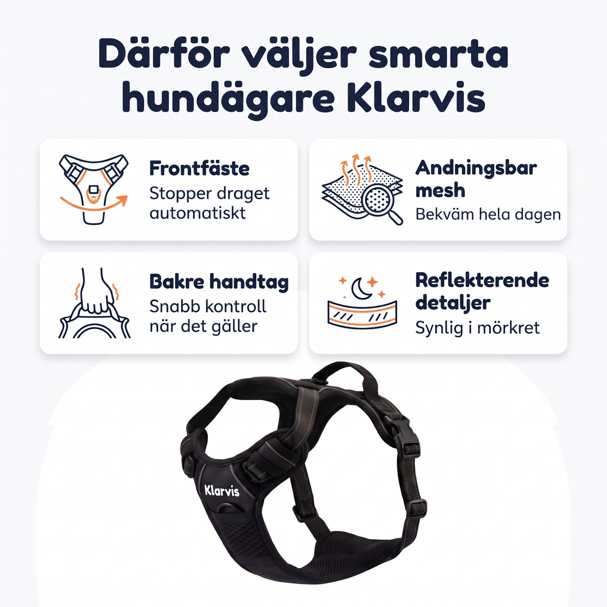 Klarvis - Anti-Drag hundsele